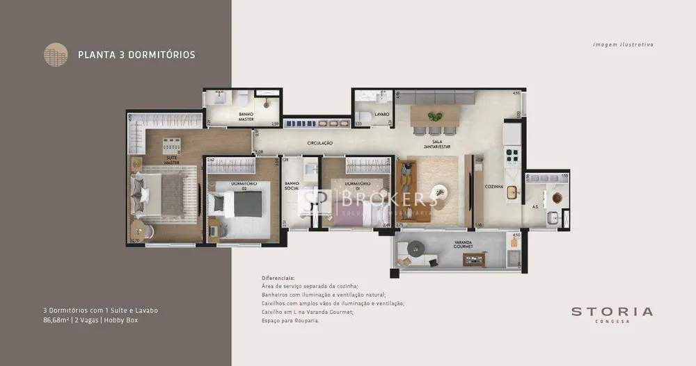 Apartamento, 3 quartos, 86 m² - Foto 3