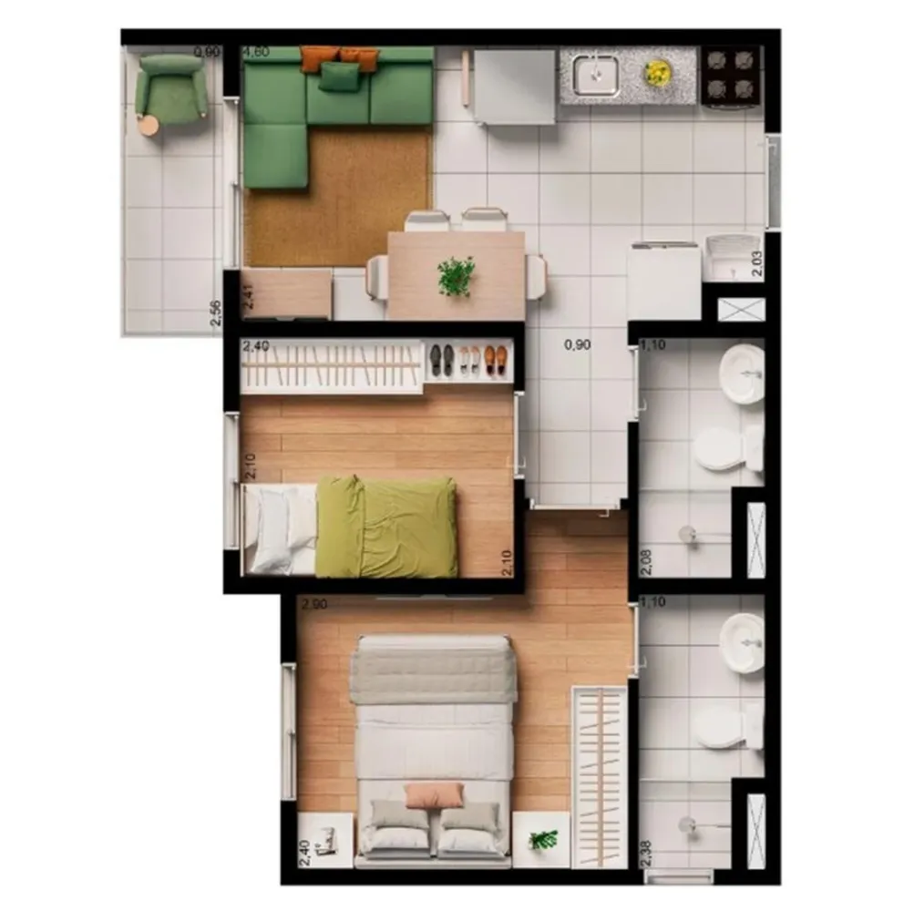 Apartamento, 2 quartos, 34 m² - Foto 8