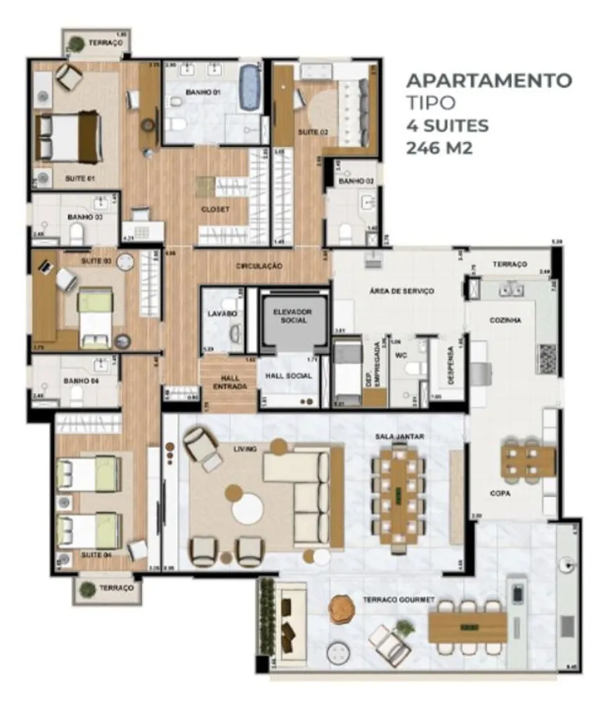 Apartamento, 4 quartos, 246 m² - Foto 9