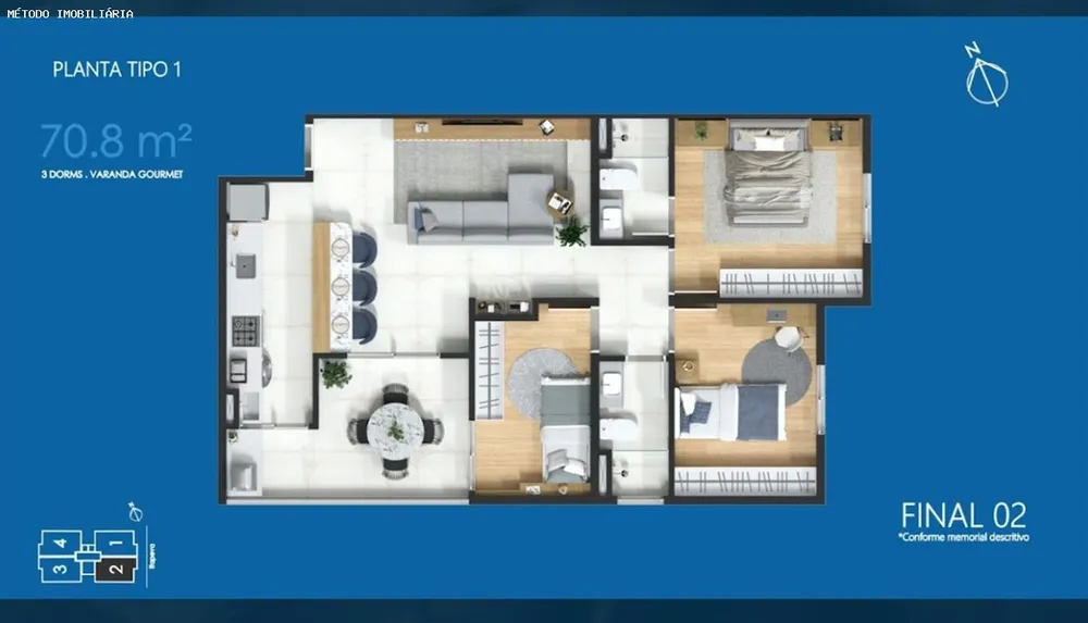 Apartamento, 3 quartos, 70 m² - Foto 3