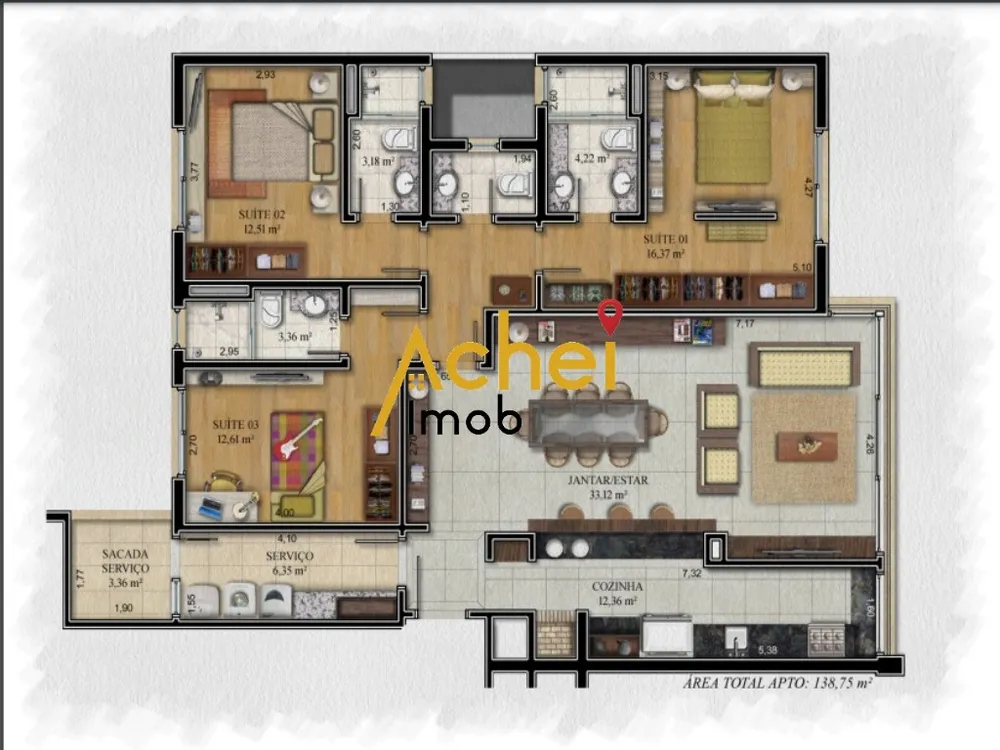 Apartamento, 3 quartos, 137 m² - Foto 2