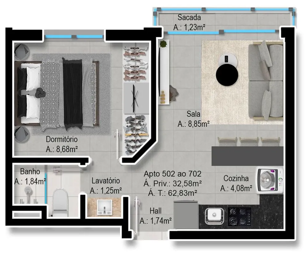 Apartamento, 1 quarto, 81 m² - Foto 10