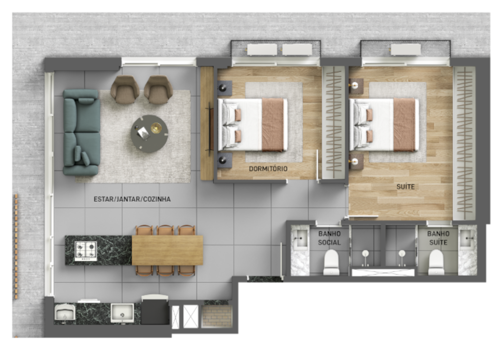 Apartamento, 1 quarto, 44 m² - Foto 12