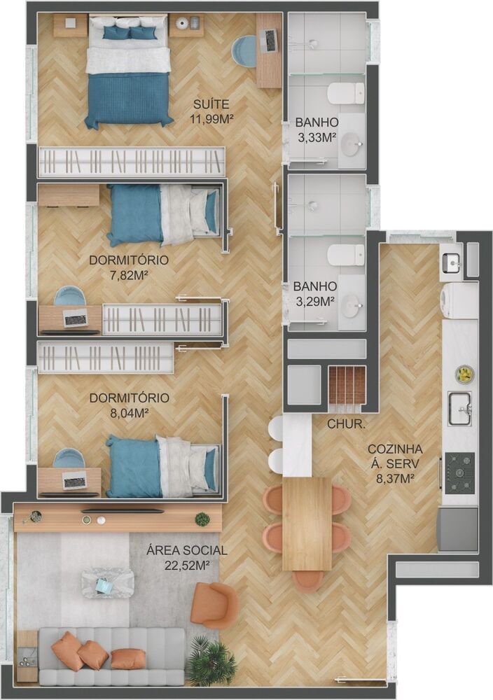 Apartamento, 3 quartos, 82 m² - Foto 17