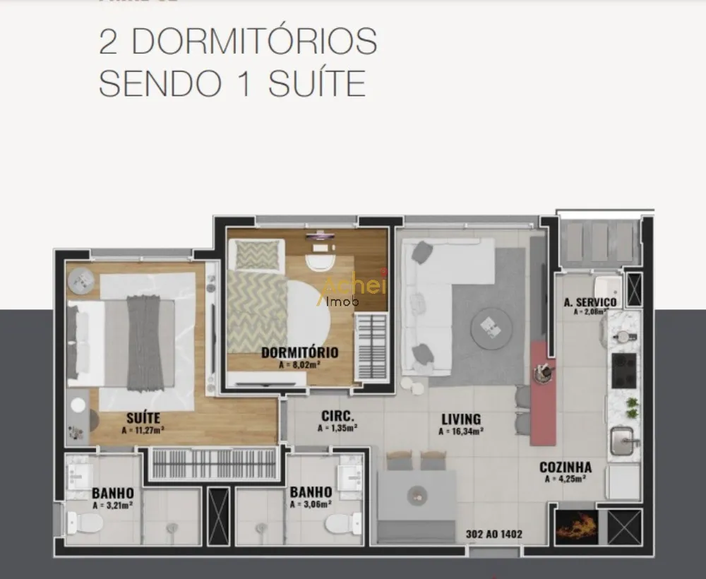 Apartamento, 2 quartos, 61 m² - Foto 2