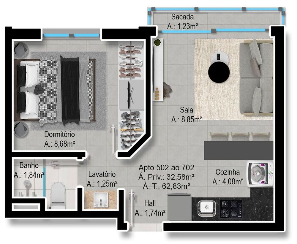 Apartamento, 1 quarto, 33 m² - Foto 7
