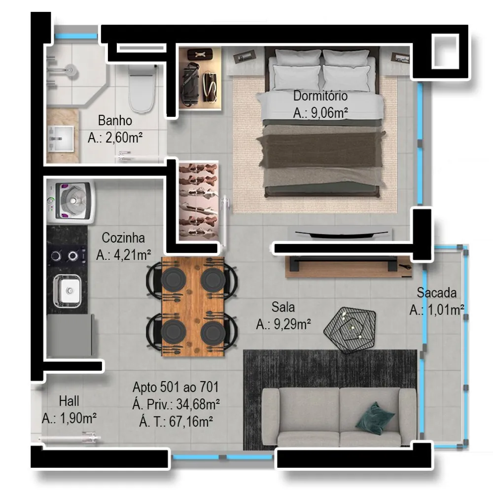 Apartamento, 1 quarto, 33 m² - Foto 20