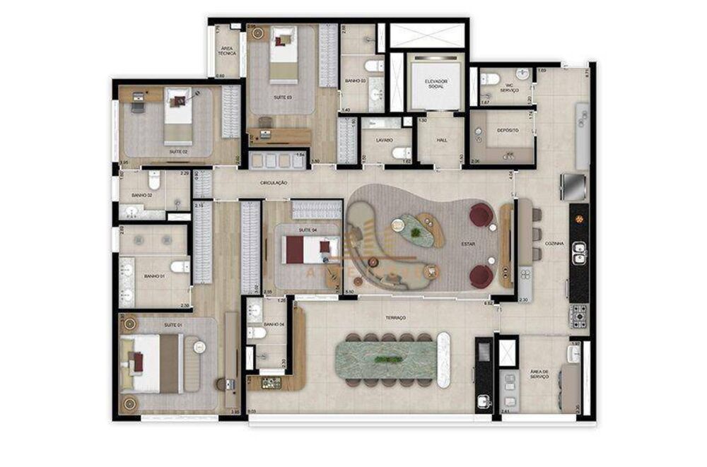 Apartamento, 3 quartos, 184 m² - Foto 2