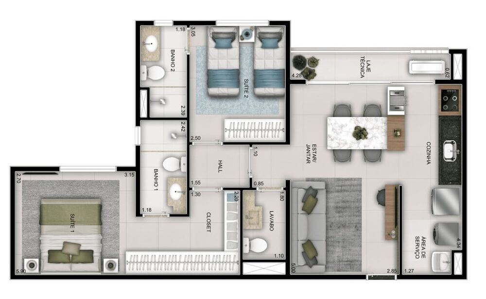 Apartamento, 3 quartos, 100 m² - Foto 10