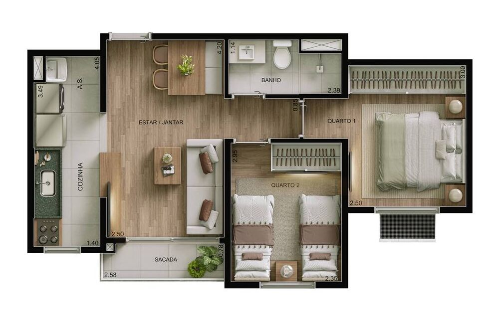 Apartamento, 2 quartos, 43 m² - Foto 2