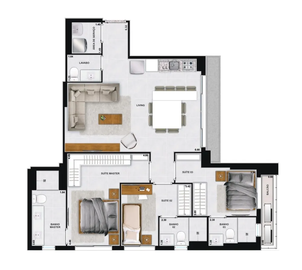 Apartamento, 3 quartos, 93 m² - Foto 2