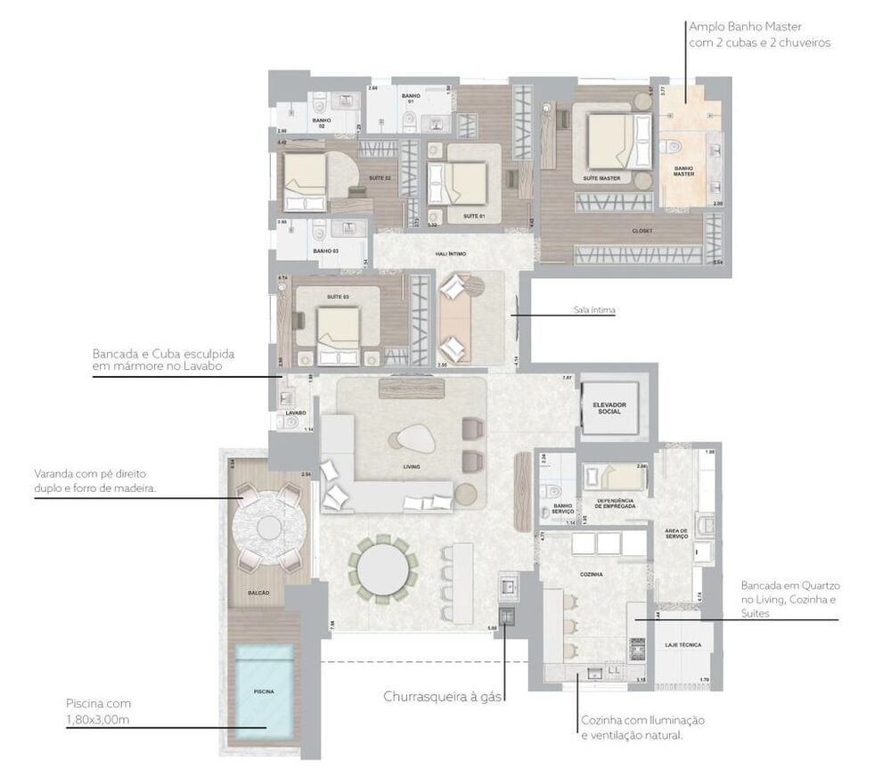 Apartamento, 4 quartos, 252 m² - Foto 1