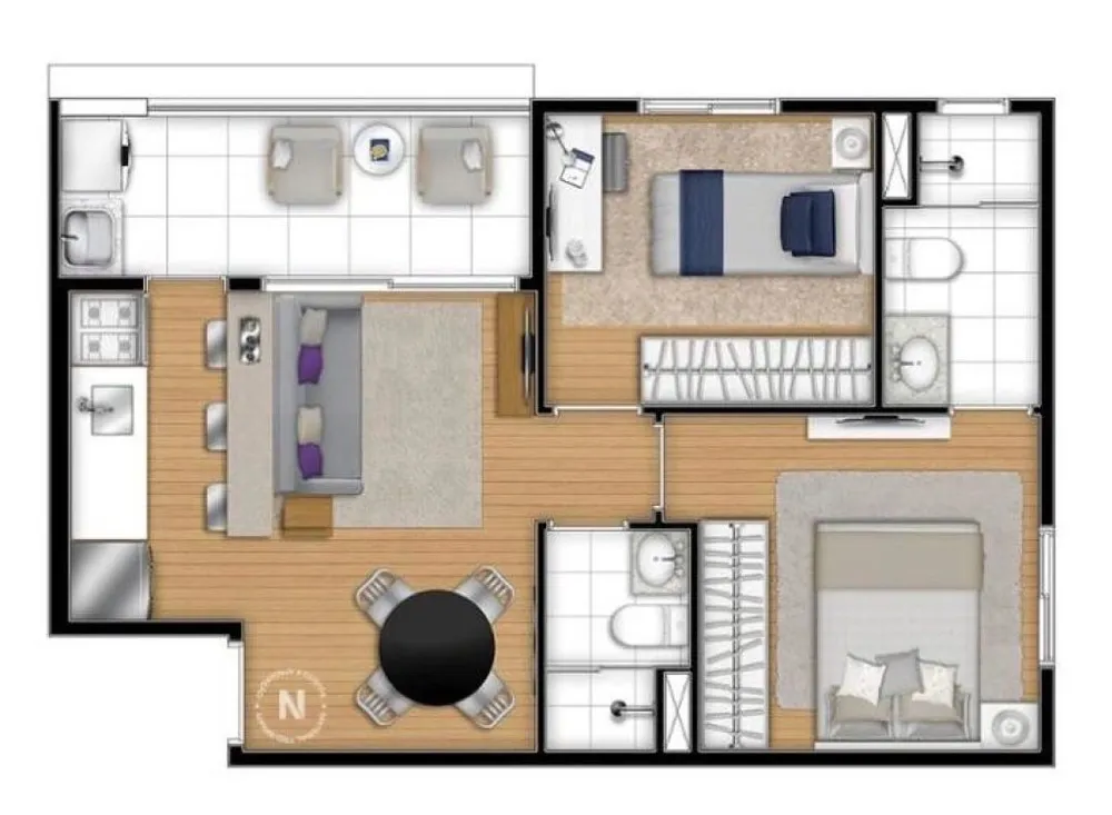 Apartamento, 2 quartos, 50 m² - Foto 2