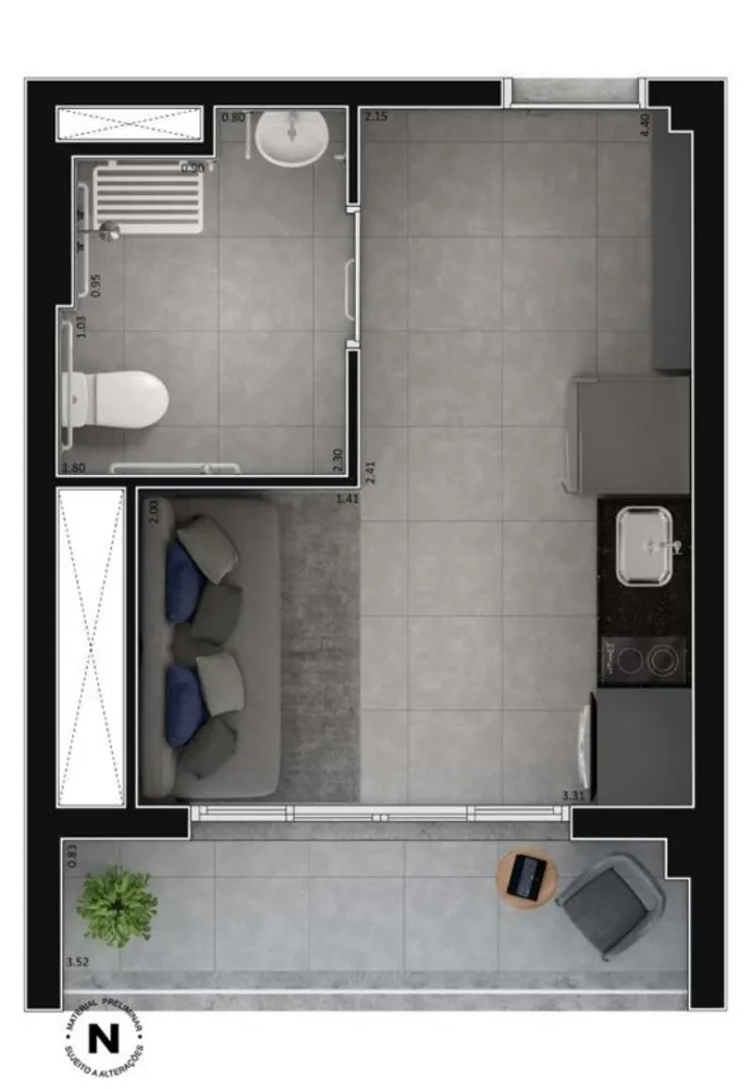 Apartamento, 1 quarto, 18 m² - Foto 6