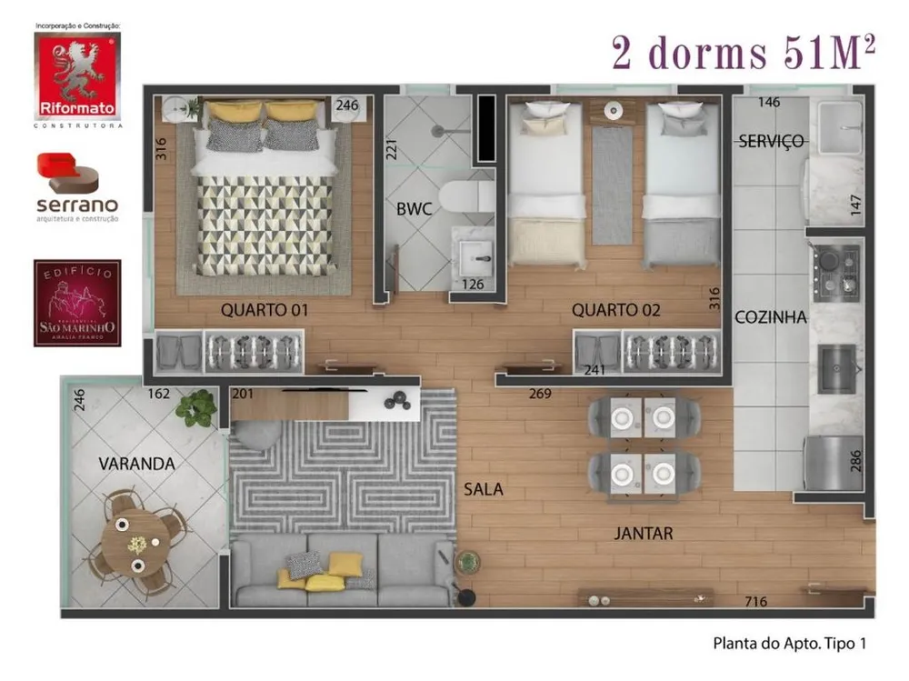 Apartamento, 1 quarto, 42 m² - Foto 1