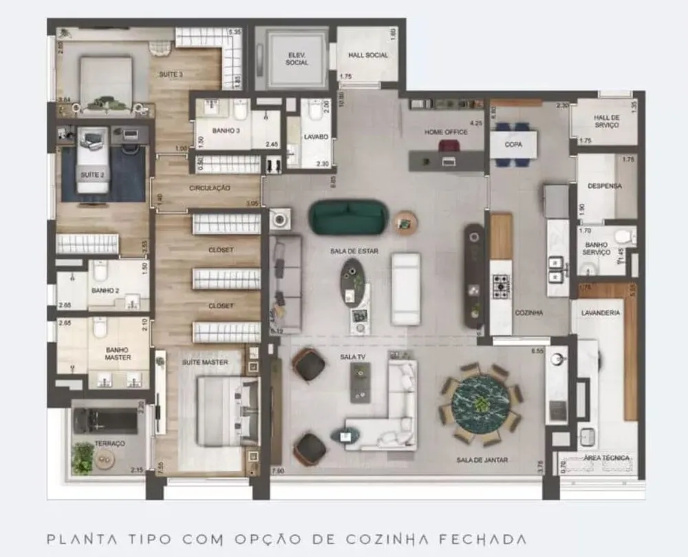 Apartamento, 3 quartos, 210 m² - Foto 2