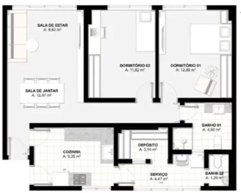 Apartamento à venda com 2 quartos, 80m² - Foto 4