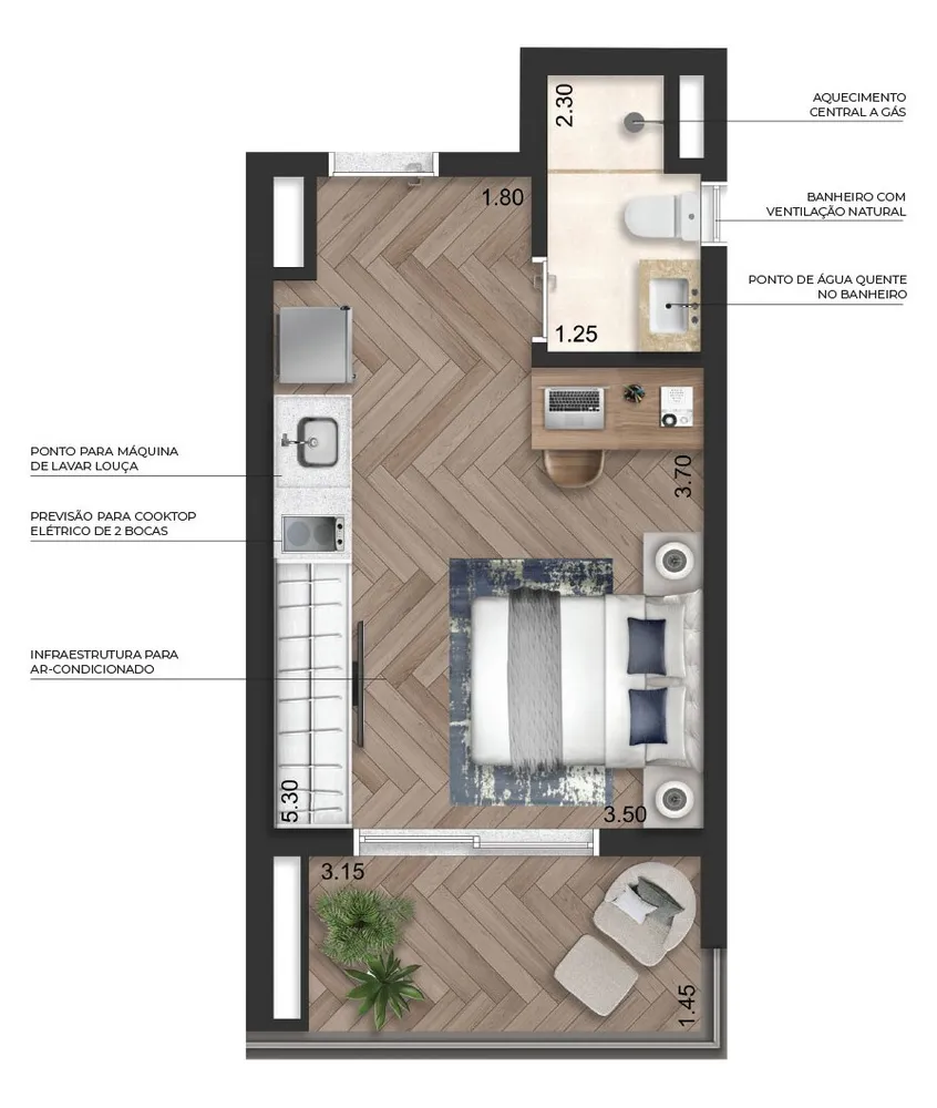 Apartamento, 1 quarto, 58 m² - Foto 15