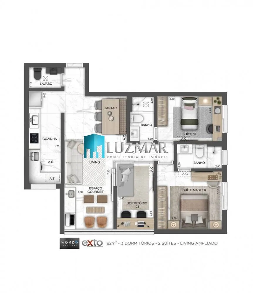 Apartamento, 3 quartos, 82 m² - Foto 3
