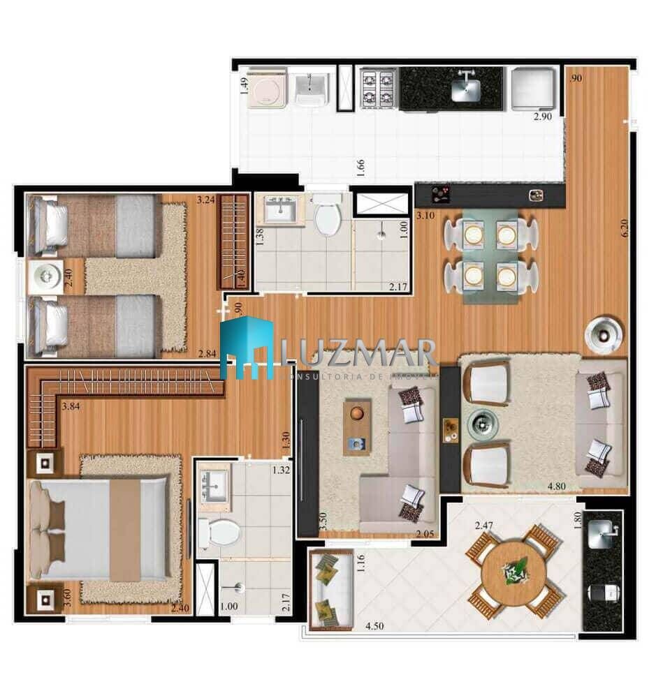 Apartamento, 3 quartos, 69 m² - Foto 1