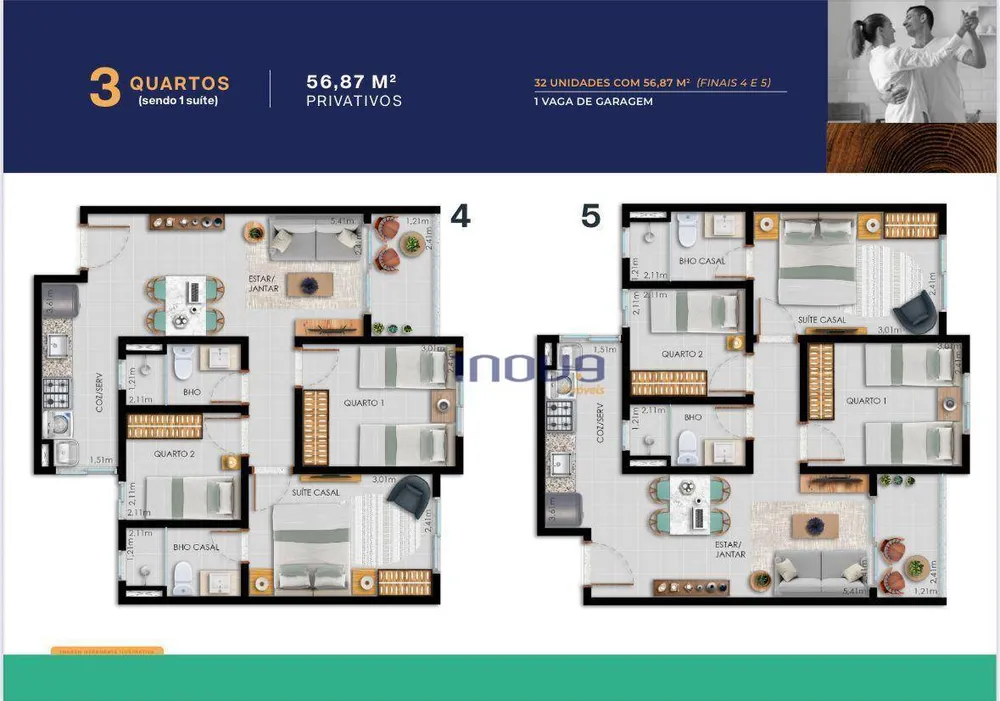 Apartamento, 3 quartos, 56 m² - Foto 7