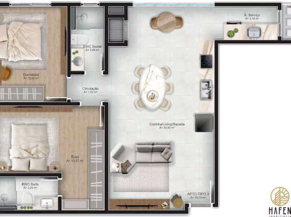 Apartamento, 2 quartos, 75 m² - Foto 3
