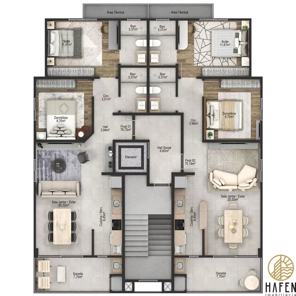 Apartamento, 2 quartos, 76 m² - Foto 2