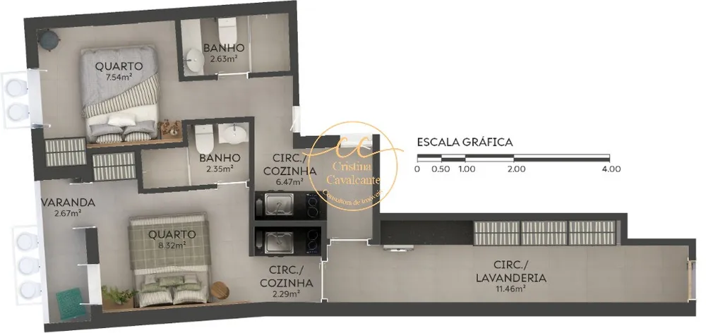 Flat/Apart Hotel, 2 quartos, 55 m² - Foto 7