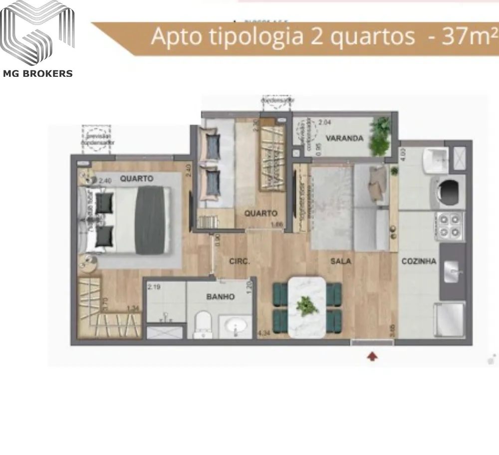 Apartamento, 2 quartos, 37 m² - Foto 10
