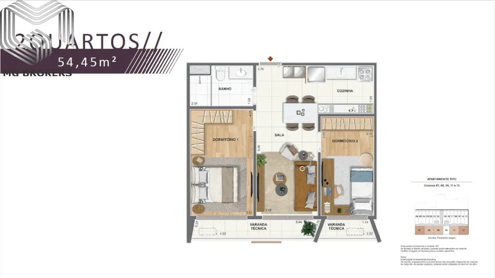 Apartamento, 2 quartos, 54 m² - Foto 11