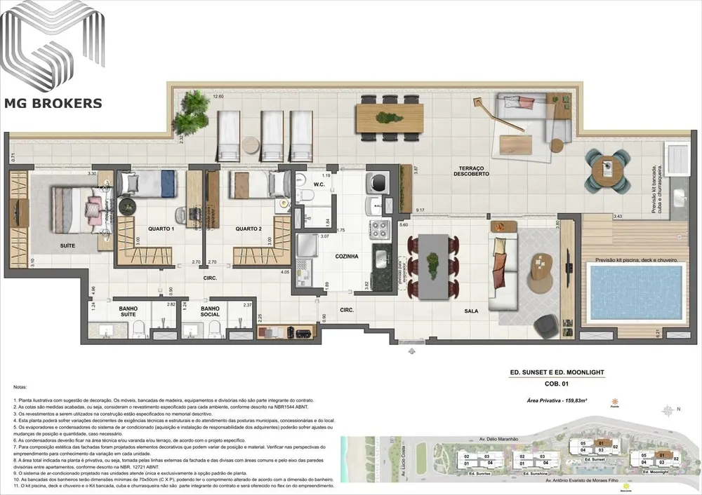 Cobertura, 3 quartos, 159 m² - Foto 1