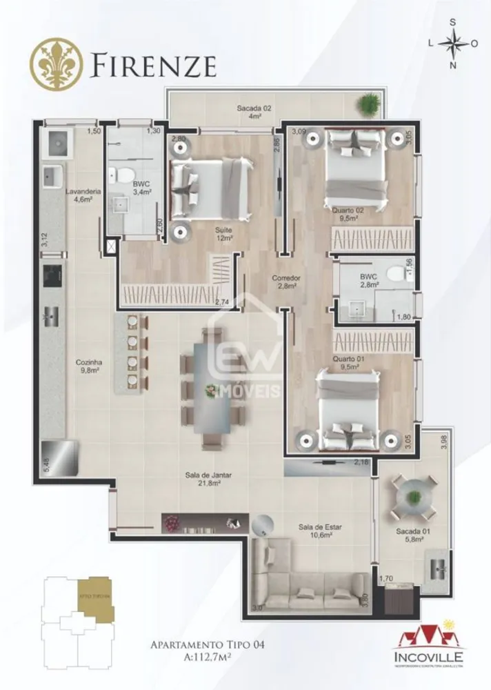 Apartamento, 3 quartos, 112 m² - Foto 3