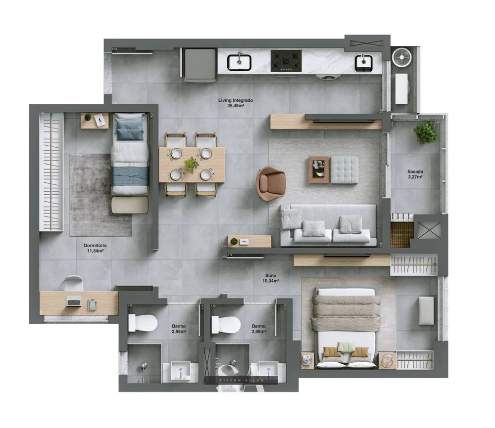 Apartamento, 2 quartos, 63 m² - Foto 3