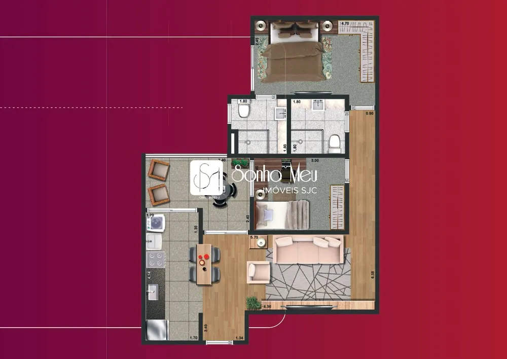 Apartamento, 2 quartos, 66 m² - Foto 2