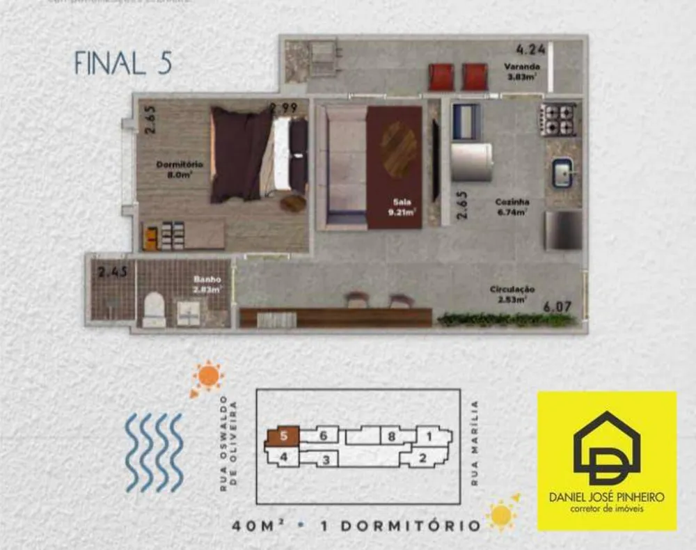Apartamento, 1 quarto, 37 m² - Foto 3