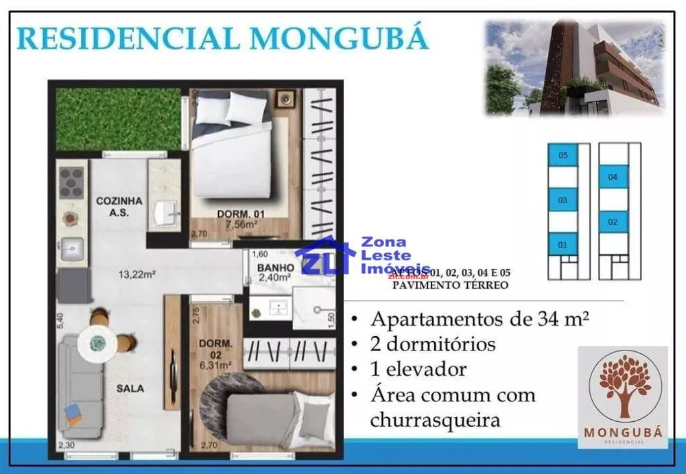 Apartamento, 2 quartos, 34 m² - Foto 5
