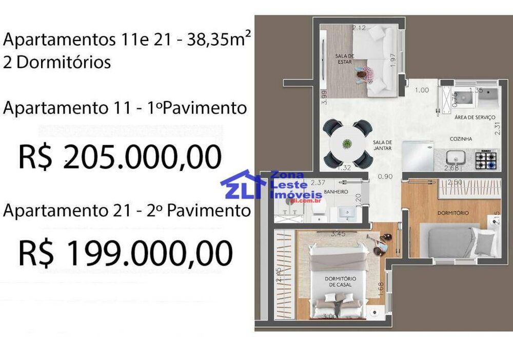 Apartamento, 2 quartos, 38 m² - Foto 1