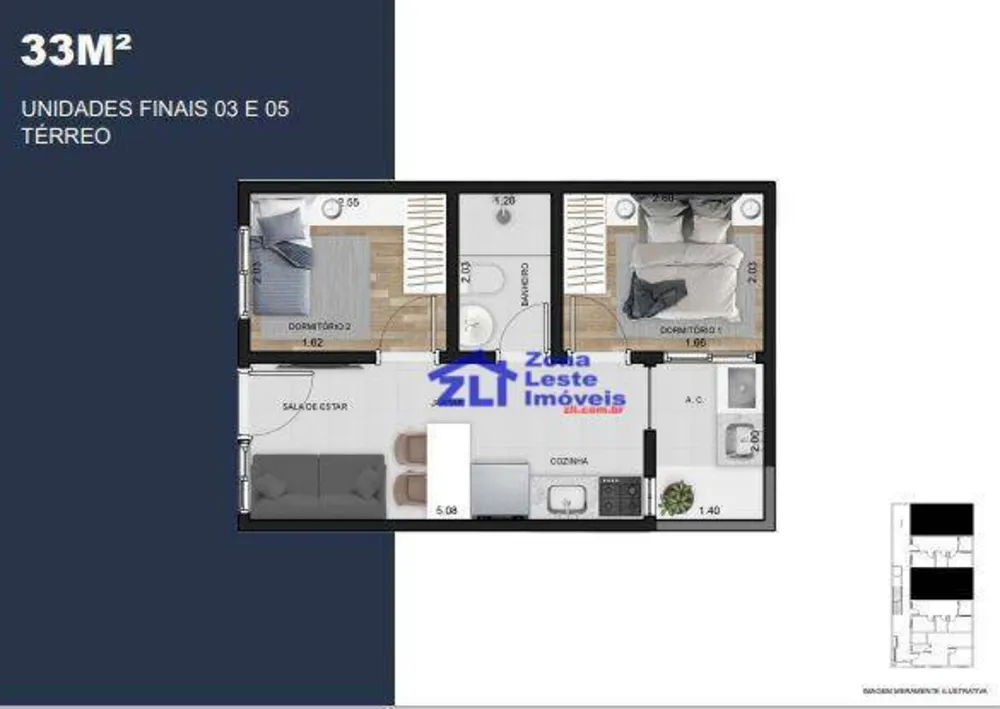 Apartamento, 2 quartos, 33 m² - Foto 4