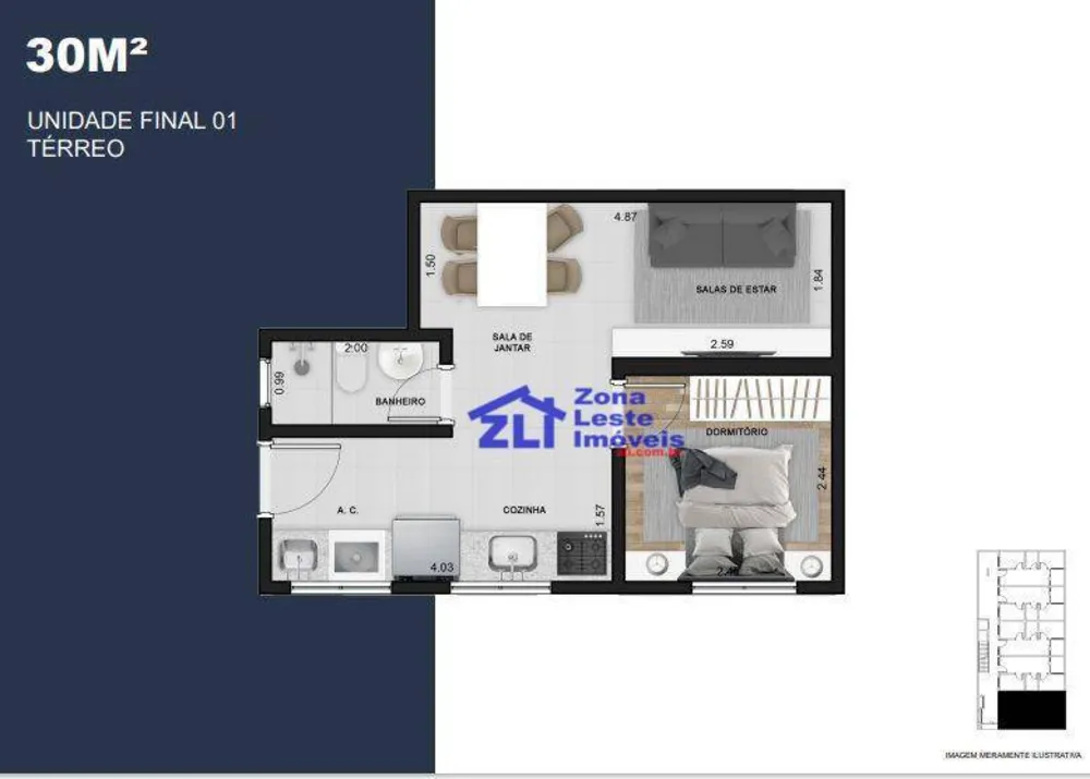Apartamento, 2 quartos, 33 m² - Foto 1