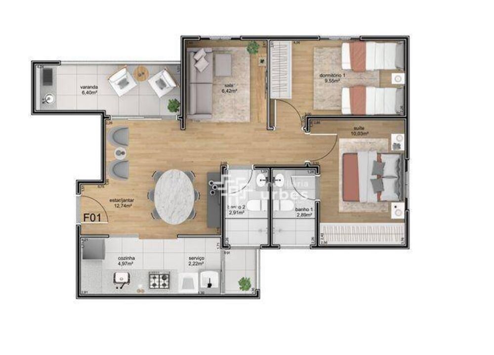 Apartamento à venda com 3 quartos, 70m² - Foto 1