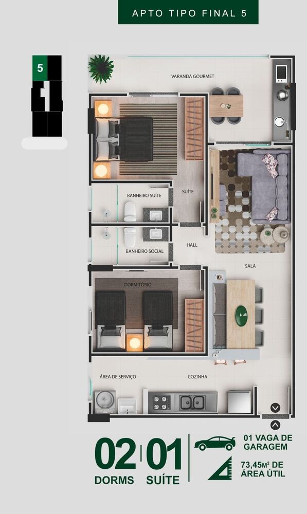 Apartamento, 2 quartos, 73 m² - Foto 4