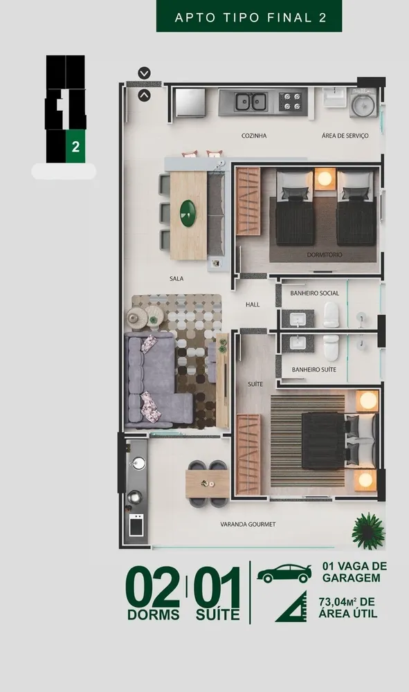 Apartamento, 2 quartos, 73 m² - Foto 6