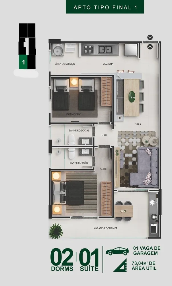 Apartamento, 2 quartos, 73 m² - Foto 7