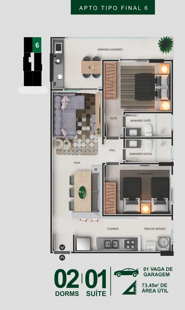 Apartamento, 2 quartos, 73 m² - Foto 10