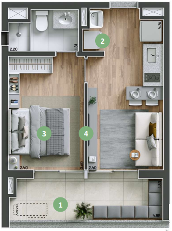 Apartamento, 1 quarto, 37 m² - Foto 15