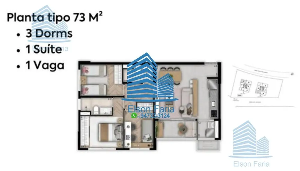 Apartamento, 3 quartos, 73 m² - Foto 3