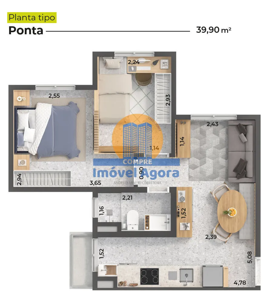 Apartamento, 2 quartos, 39 m² - Foto 14