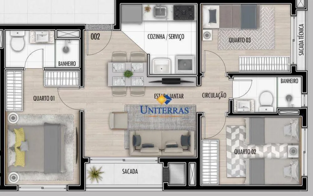 Apartamento, 3 quartos, 57 m² - Foto 3