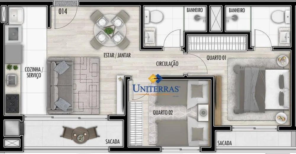 Apartamento, 2 quartos, 44 m² - Foto 1