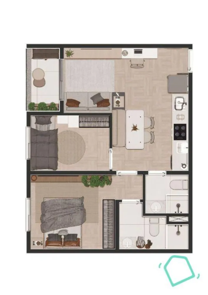 Apartamento, 2 quartos, 44 m² - Foto 1